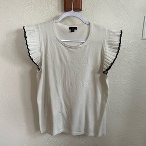Ann Taylor White Capped Sleeve Top Size XL